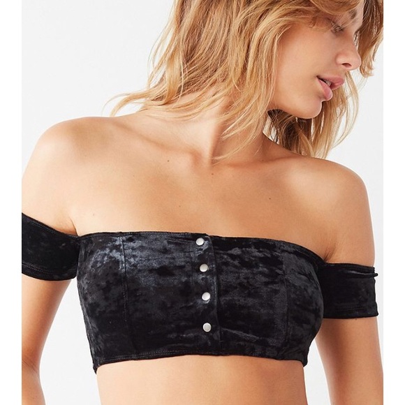 Urban Outfitters Tops - Urban Outfitters Velvet Off Shoulder Bra Top